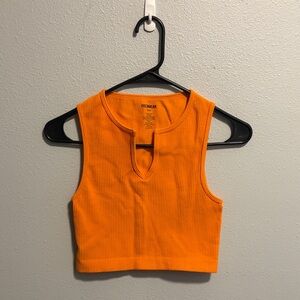 Vibrant Orange Sleeveless Crop Top